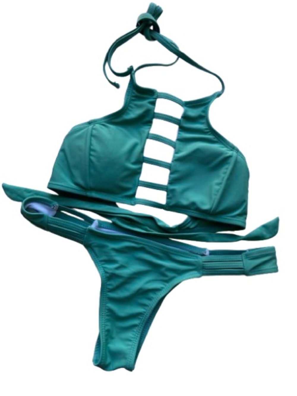 ✨2/$20✨ ZAFUL Teal Cut-Out Halter Bikini Set